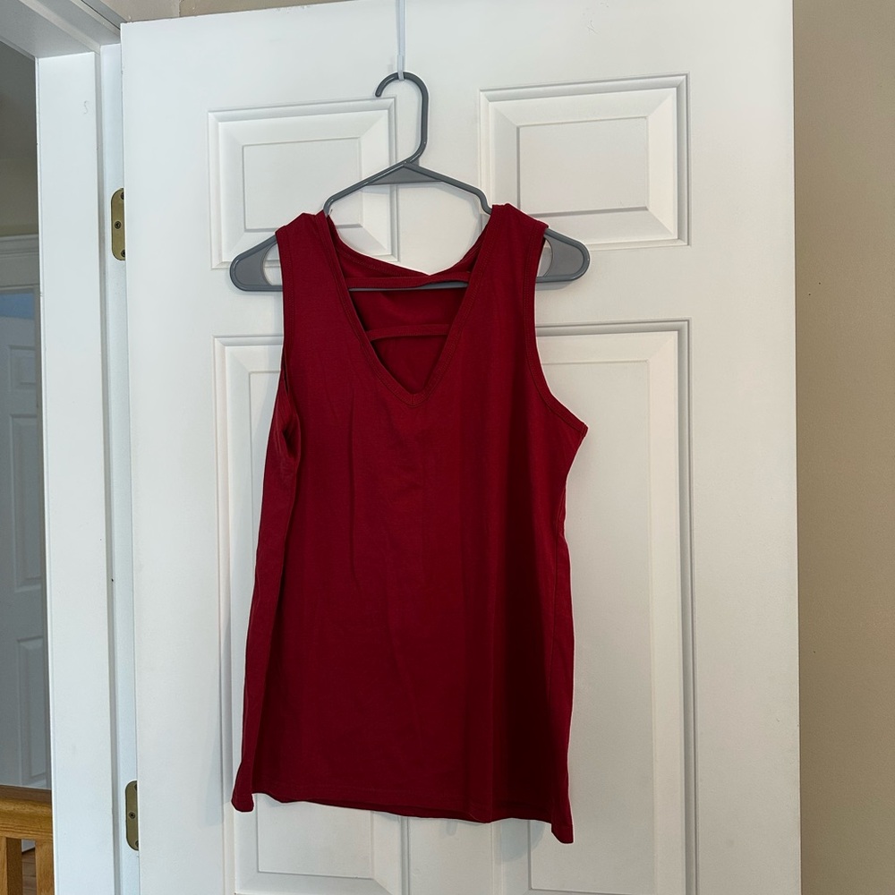 Red Sleeveless V-Neck Tank Top